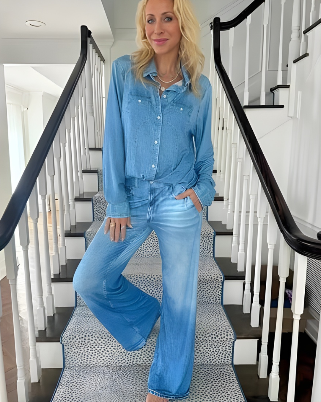 Conjunto de Pijama Denim Dreams para Mujer con Estilo Moderno y Confort Absoluto