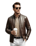 Chaqueta de Cuero con Forro Térmico para Hombre