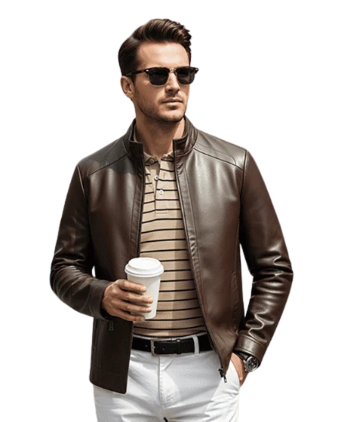 Chaqueta de Cuero con Forro Térmico para Hombre