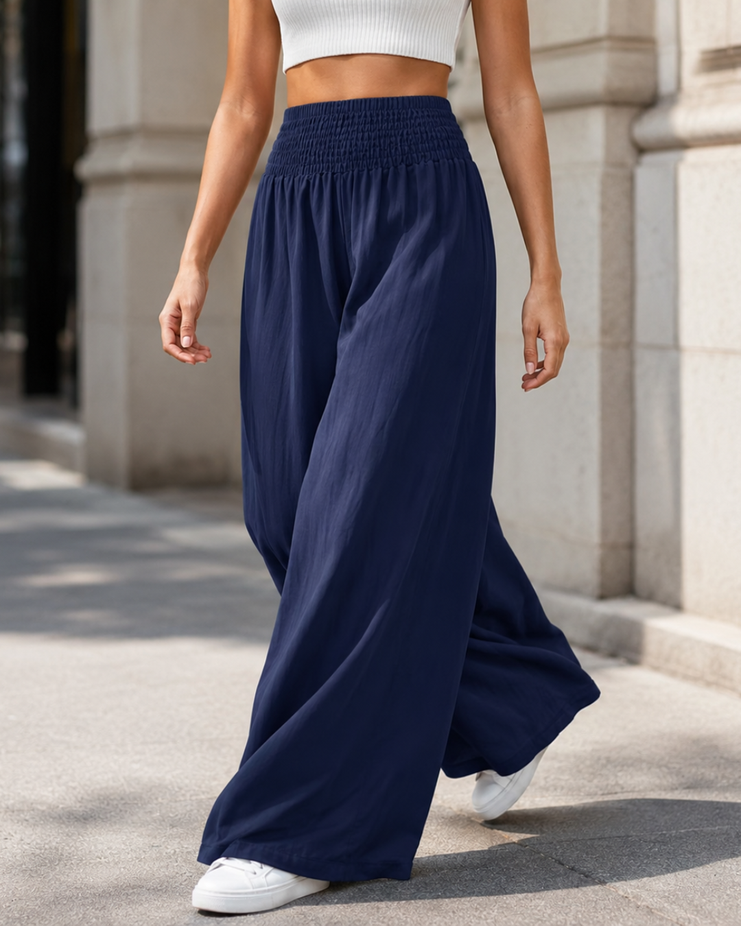 Pantalón Palazzo Holgado de Cintura Elástica