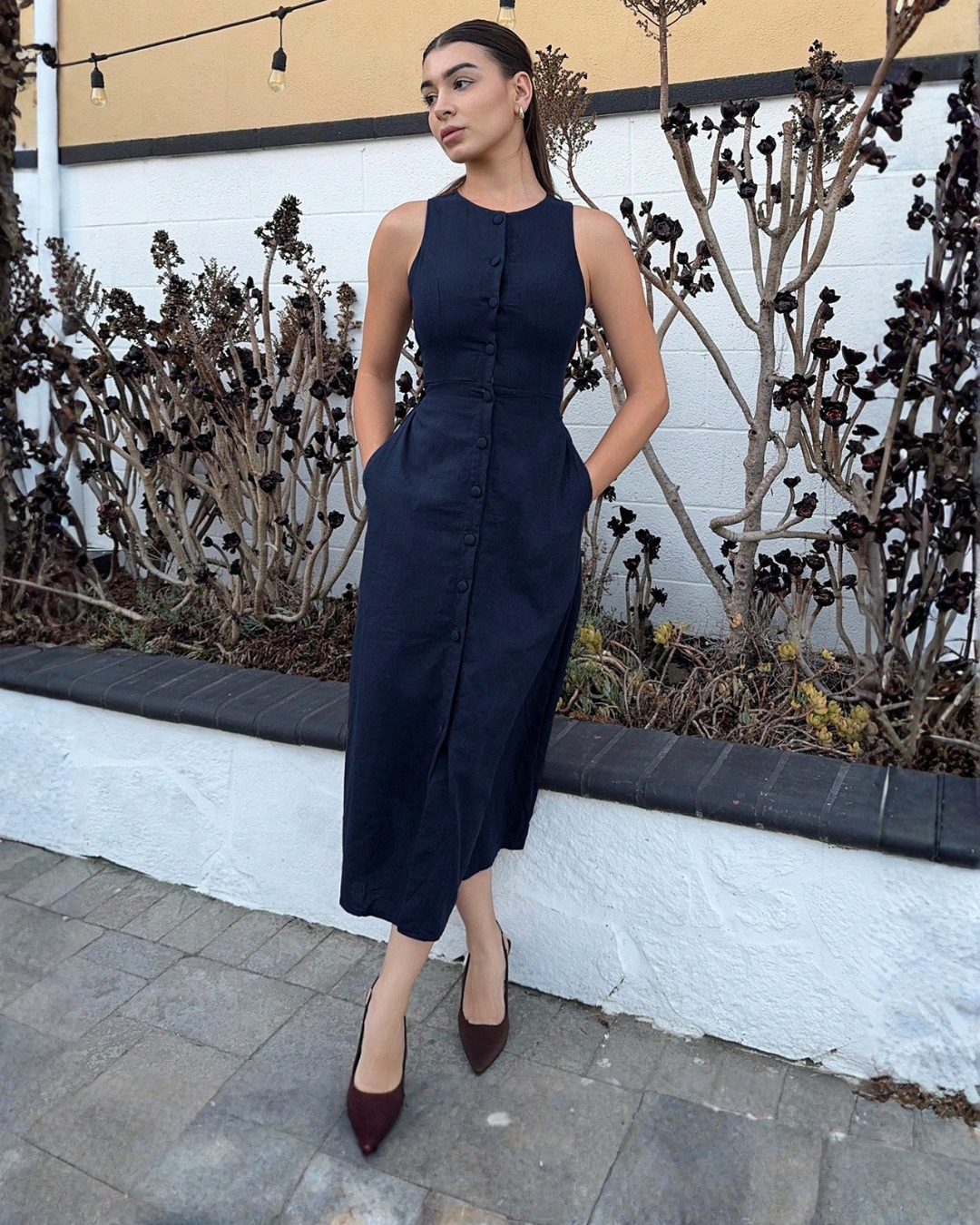 Vestido Sin Mangas con Botones