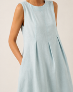 Vestido casual de lino con bolsillos laterales
