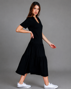 Vestido largo con cuello camisero