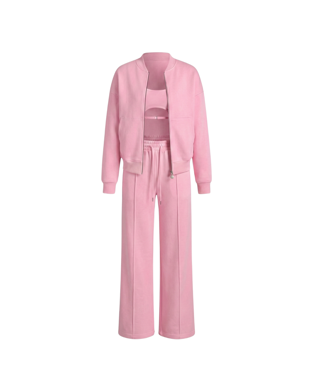 Chaqueta con Cremallera y Pantalón de Pernera Ancha