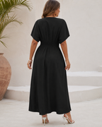 Vestido Largo con Botones y Escote en V