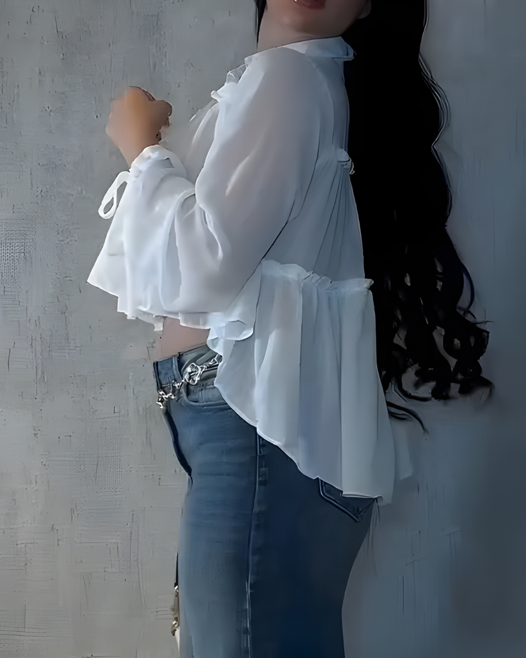 Blusa Romántica de Gasa con Volantes