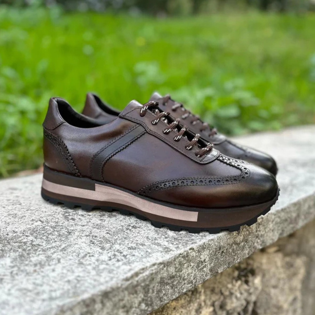 Zapatos Casuales Deportivos de Cuero Genuino Retro