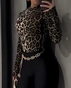 Top de Manga Larga con Estampado de Leopardo para Mujer®