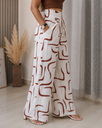 Pantalón Palazzo Estampado con Cintura Elástica