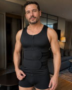 Chaleco Modelador de Hombre con Compresión Ajustable y Cierre Frontal
