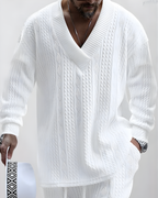 Conjunto de Dos Piezas con Textura Jacquard de Trenzado para Hombre