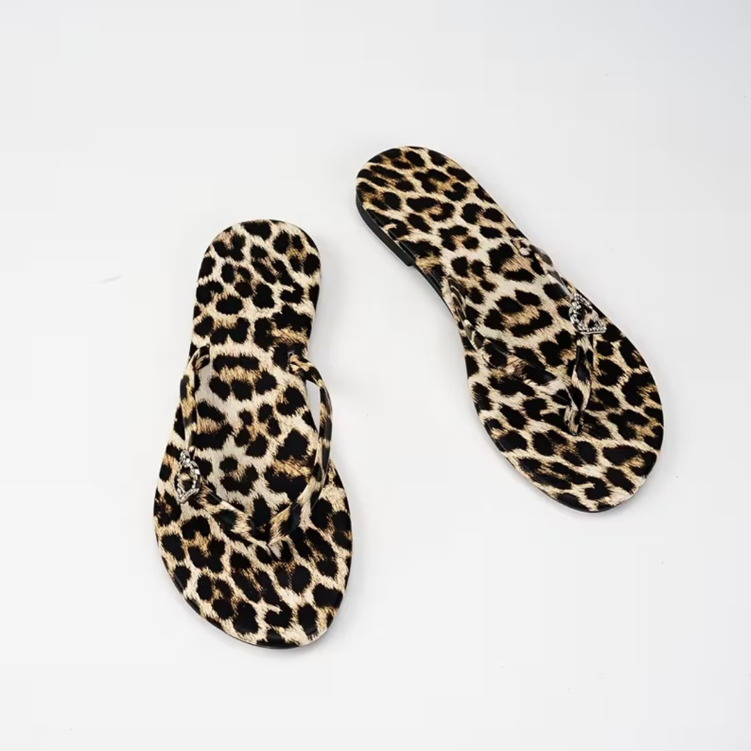 Sandalias Planas de Mujer Leopardo