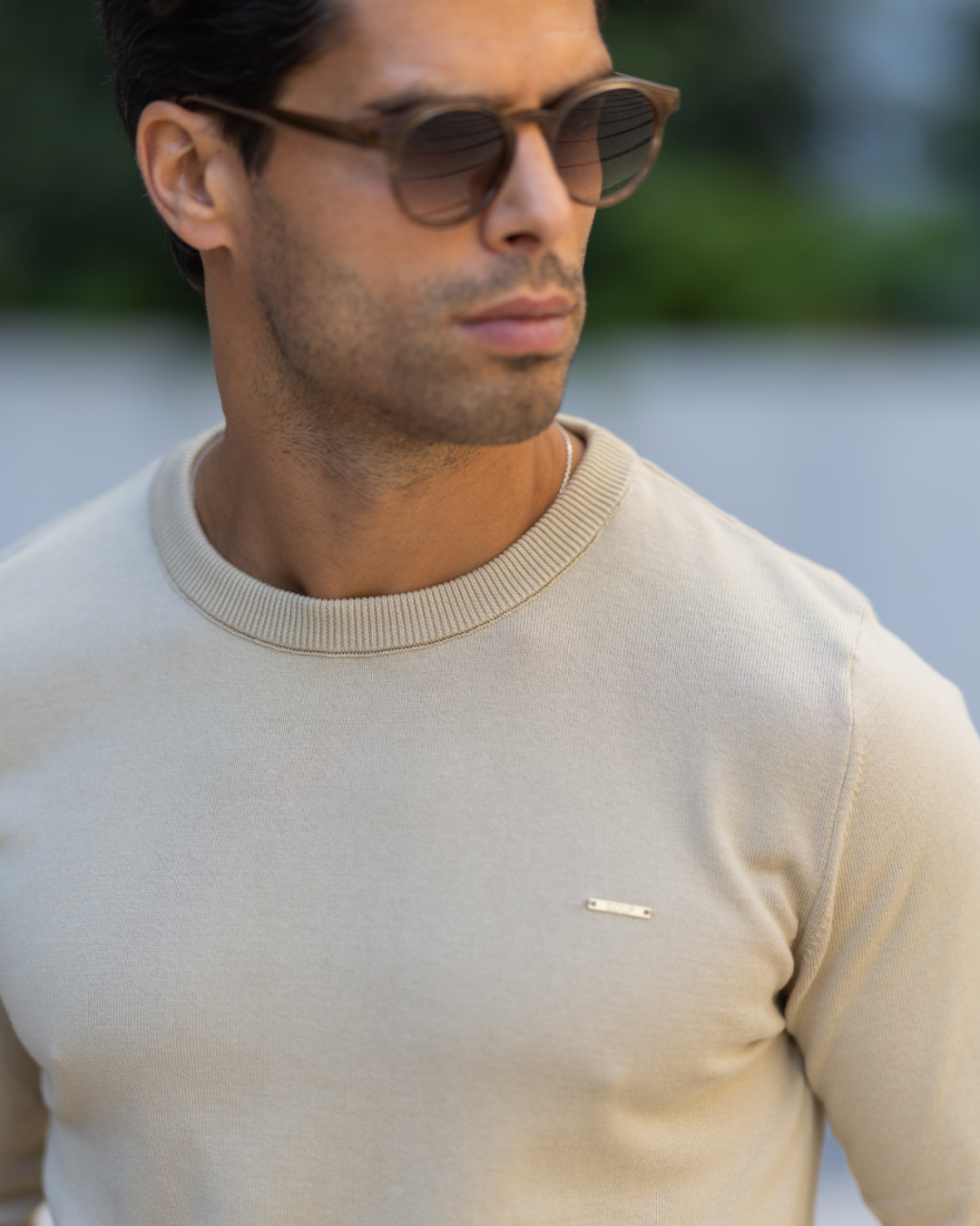Jersey de Punto con Cuello Redondo para Hombre®