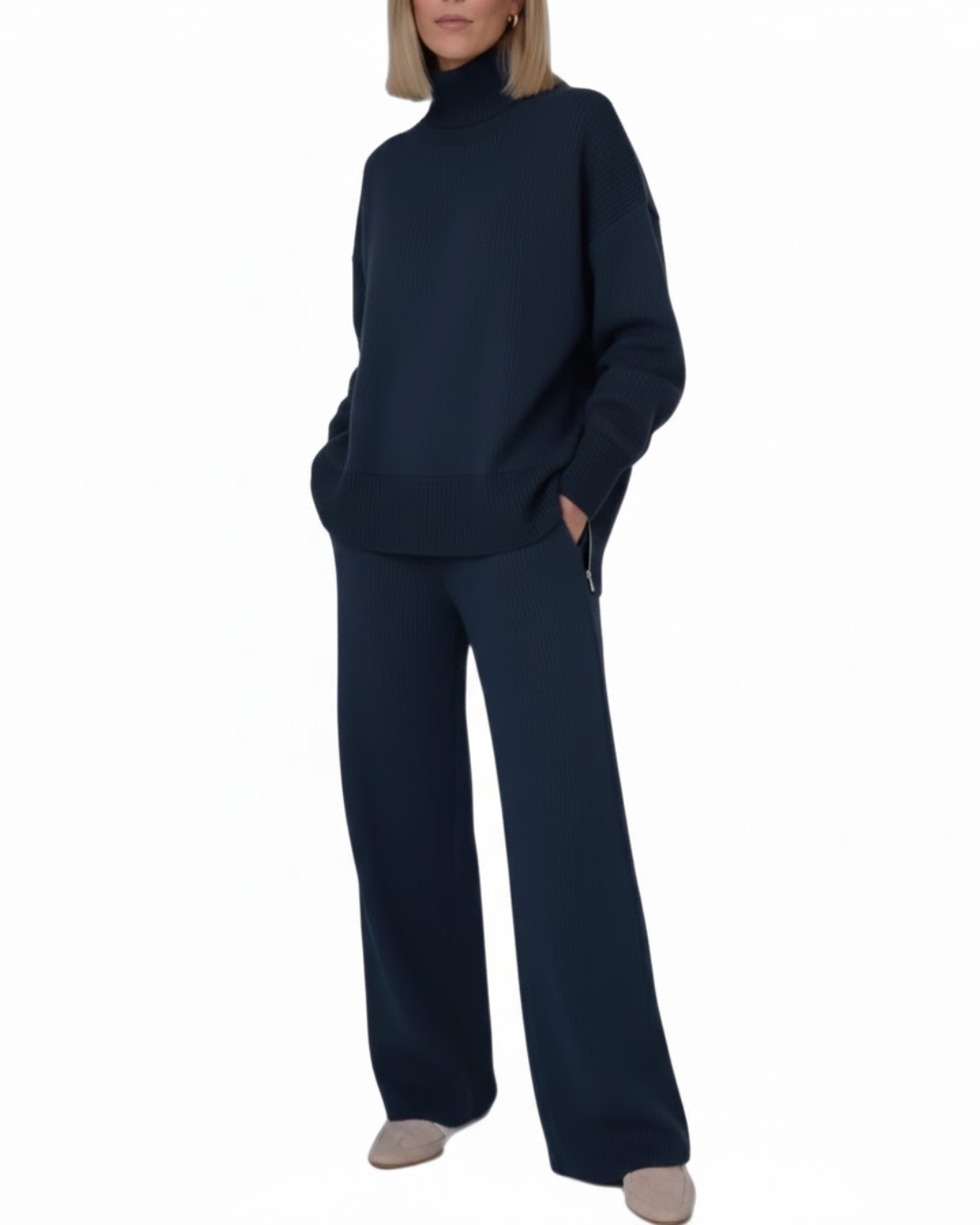 Conjunto de Dos Piezas Sudadera Suelta y Pantalón de Pierna Ancha Para Mujer