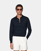 Polo de Manga Larga en Punto Fino para Hombre®