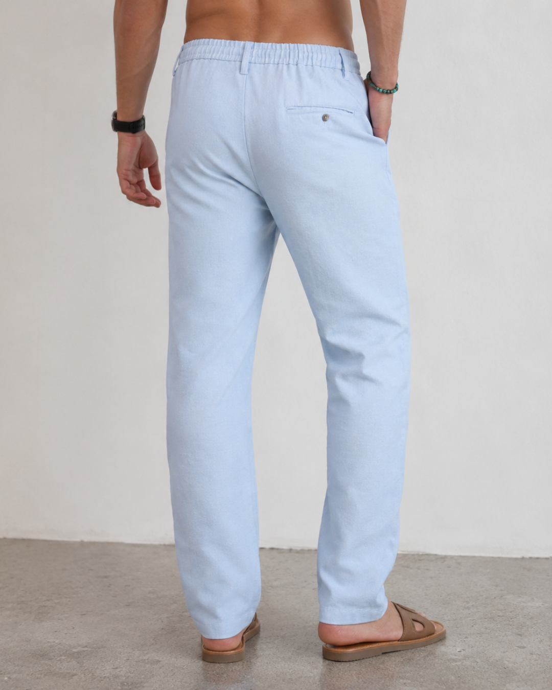 Pantalón de Lino con Cintura Ajustable