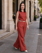 Conjunto Largo de Pierna Ancha con Cinturón