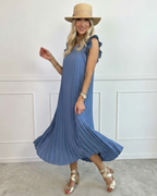 Vestido Plisado con Volantes