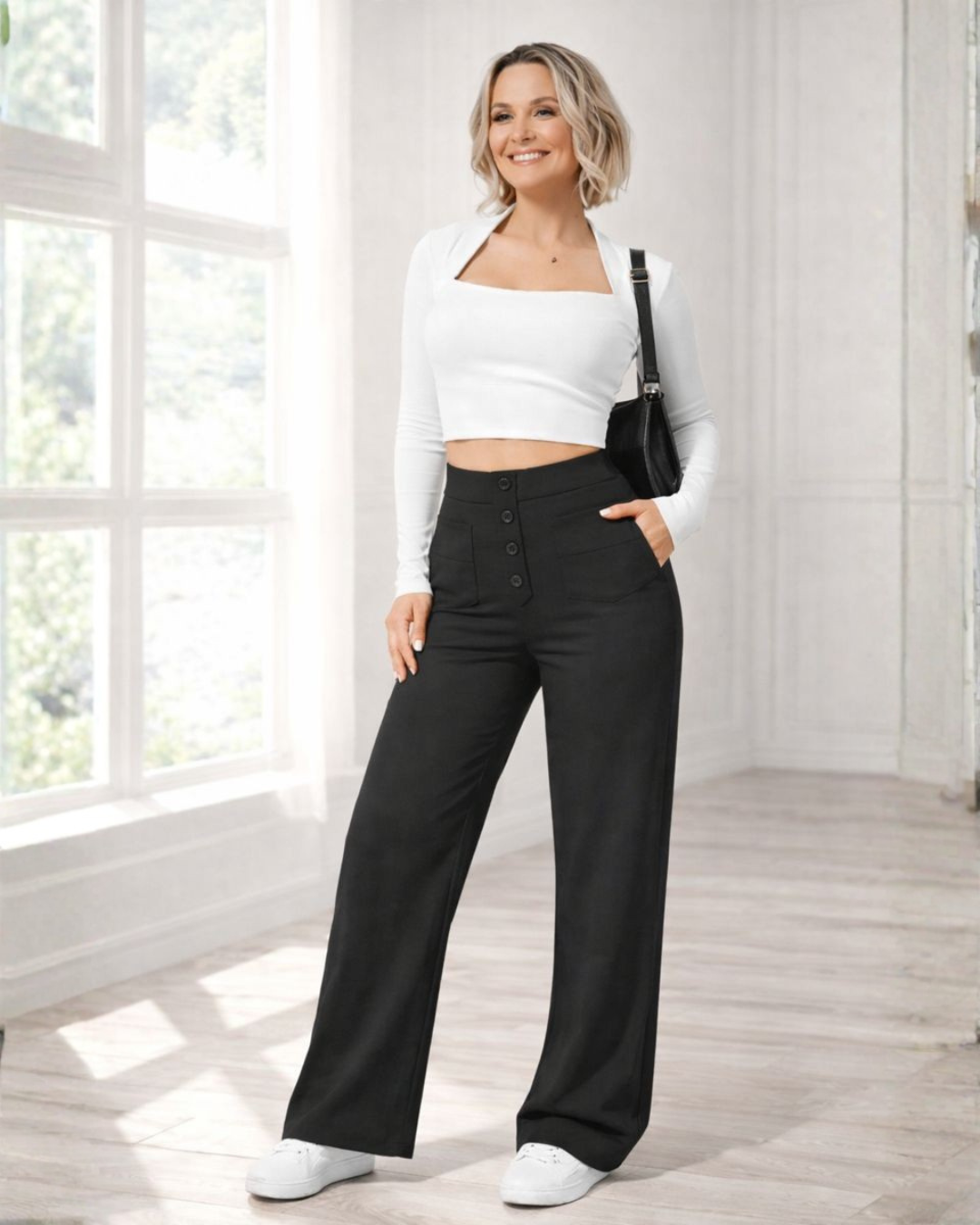 Pantalón Casual de Cintura Alta con Máxima Elasticidad para Mujer