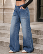 Pantalones Vaqueros Palazzo con Cintura Elástica®