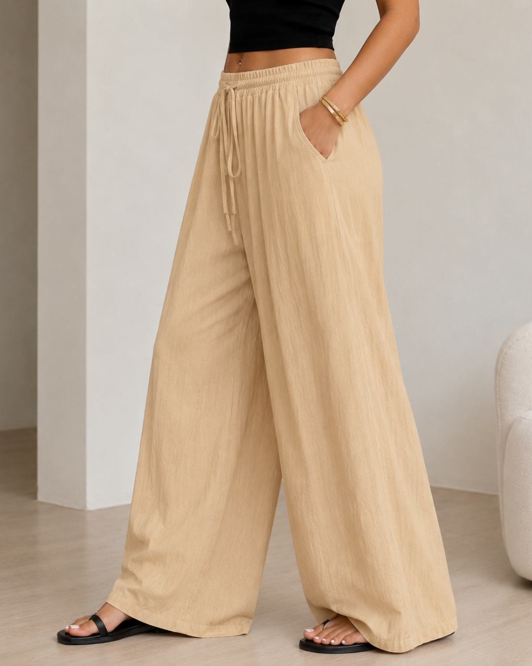 Pantalón Amplio Fluido con Cintura Ajustable®