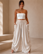 Pantalón Palazzo Holgado con Bolsillos Laterales