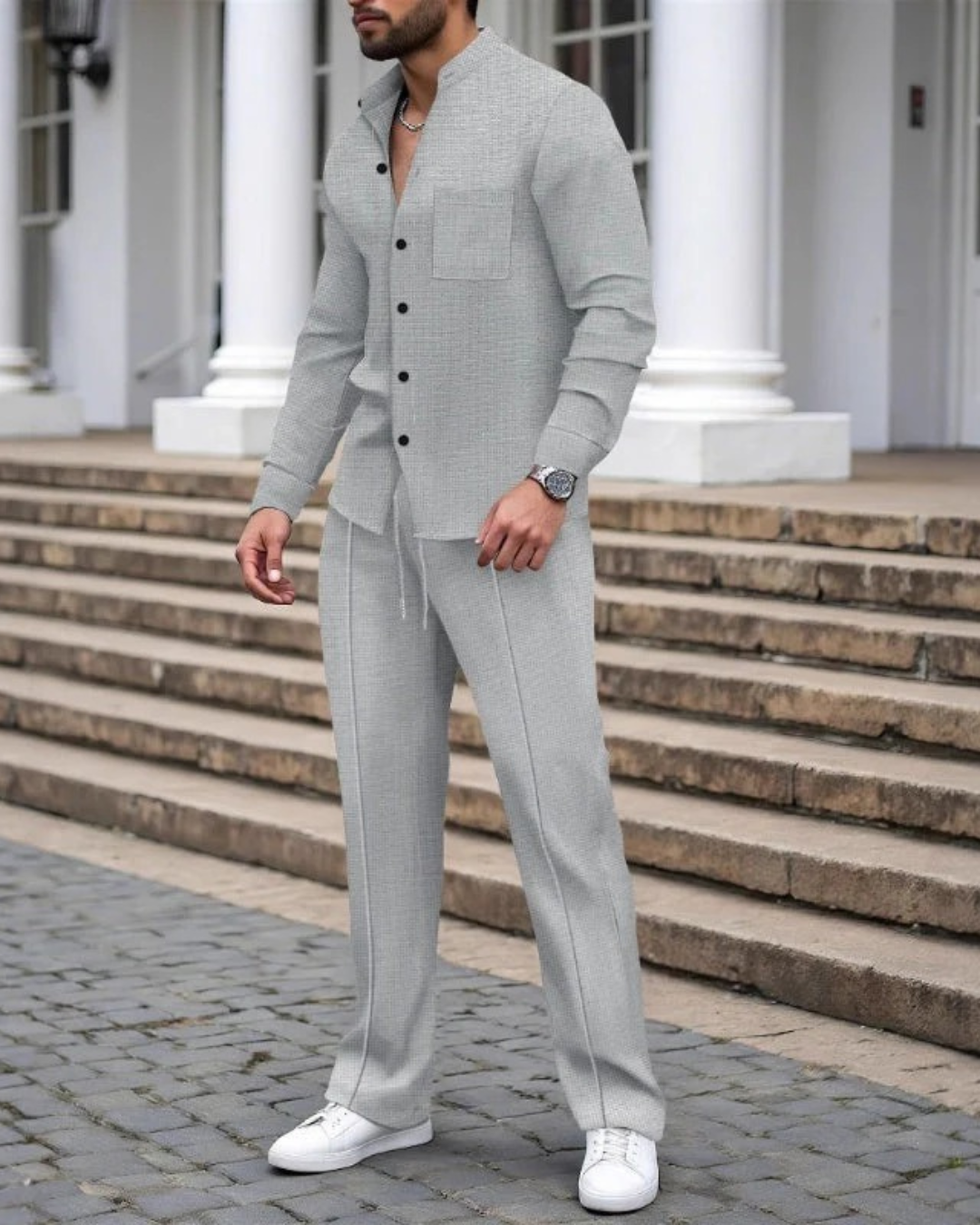 Conjunto Masculino de Camiseta y Pantalón con Textura Waffle®