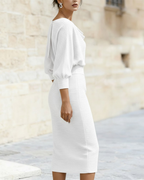 Vestido de Punto con Silueta Estilizada y Cuello Drapeado Para Mujer