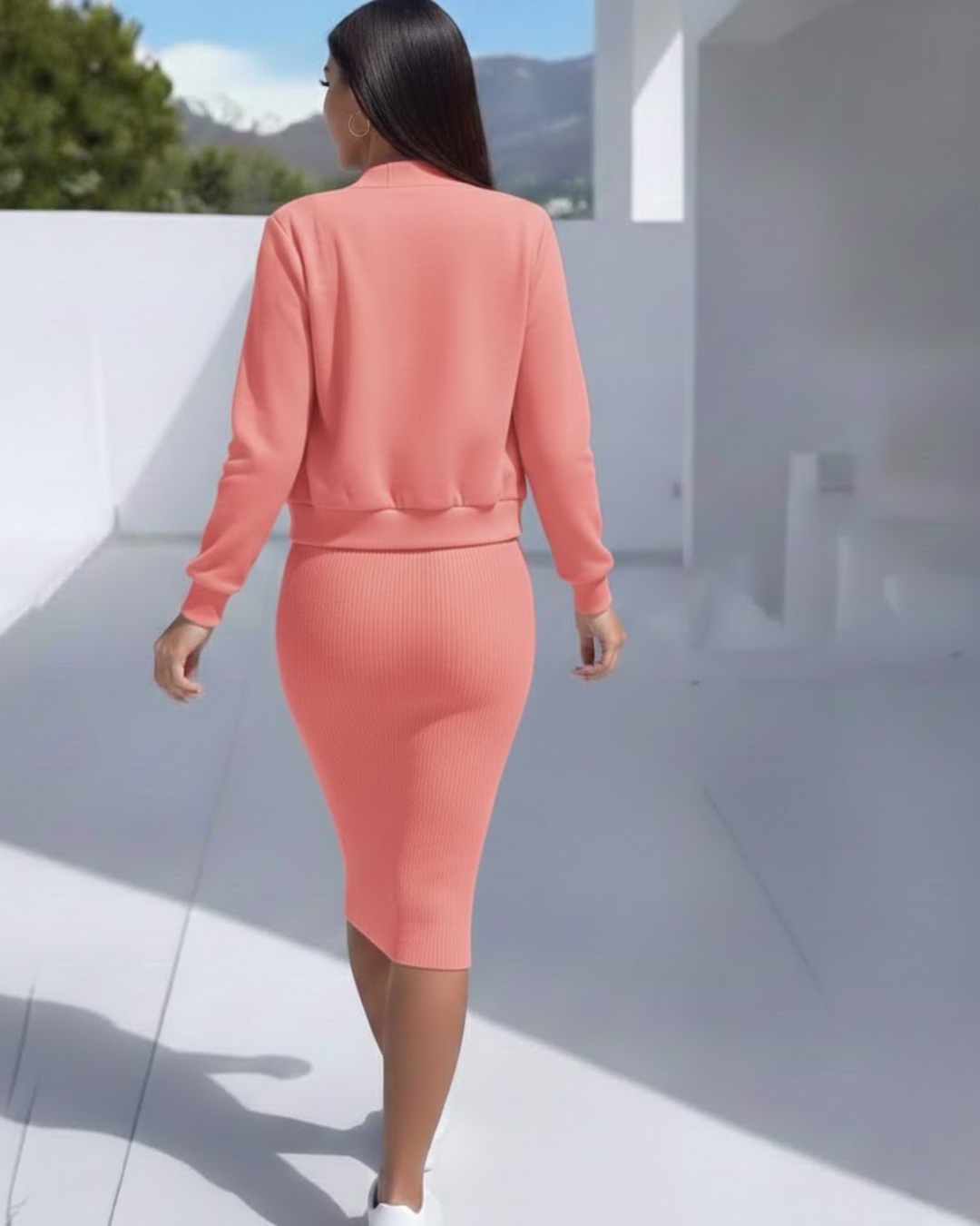 Conjunto de Dos Piezas con Chaqueta y Vestido de Cintura Alta Para Mujer®
