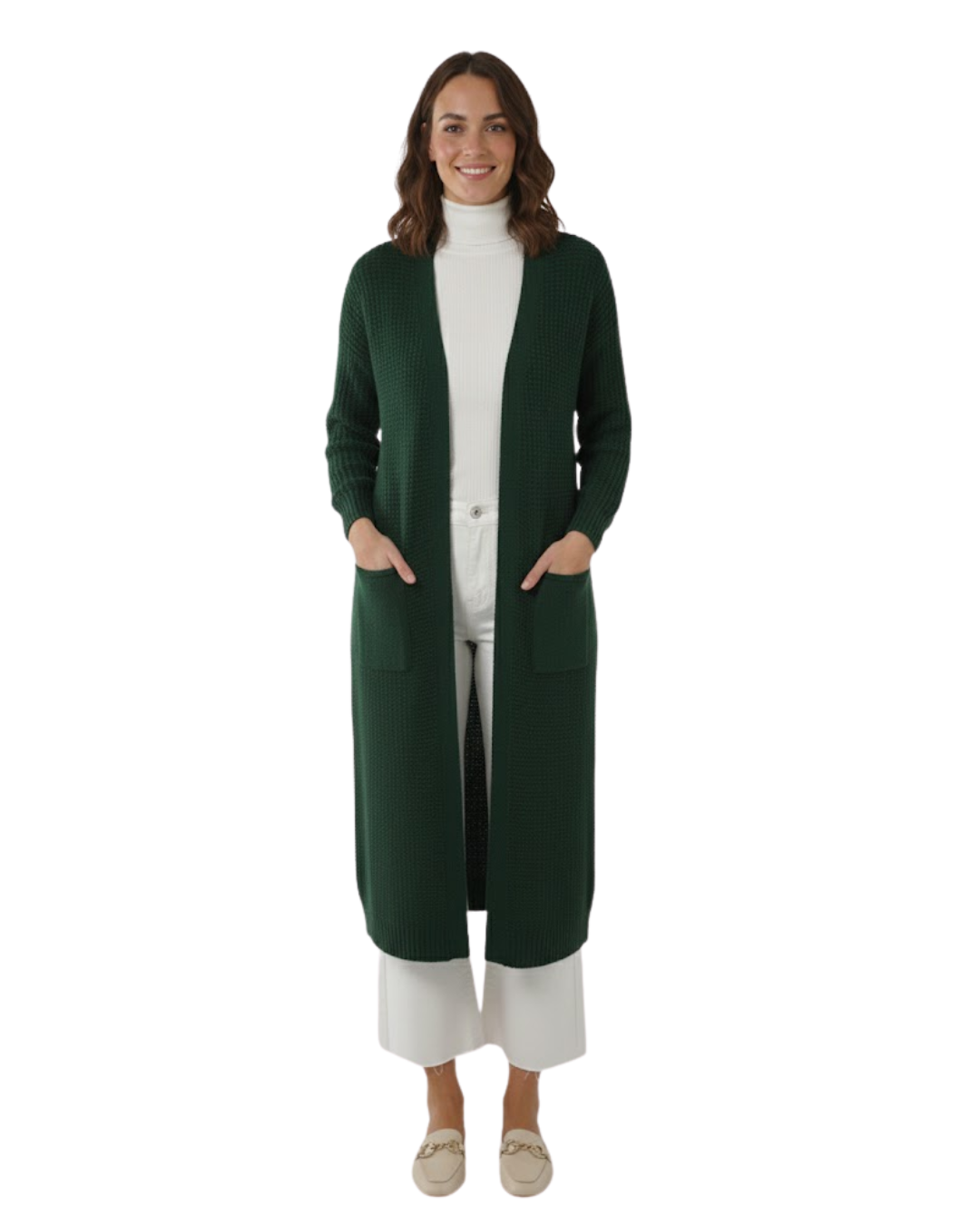 Cárdigan Largo de Punto Para Mujer