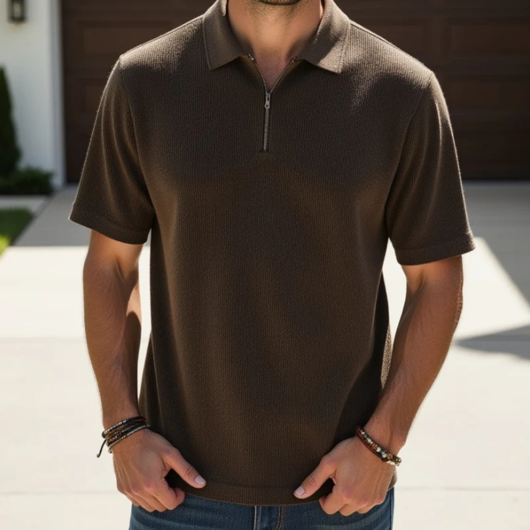 Camisa Polo Casual de Algodón con Cierre Frontal y Cuello Clásico