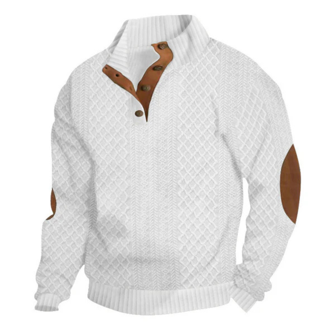 Jersey informal de manga larga con coderas para hombre