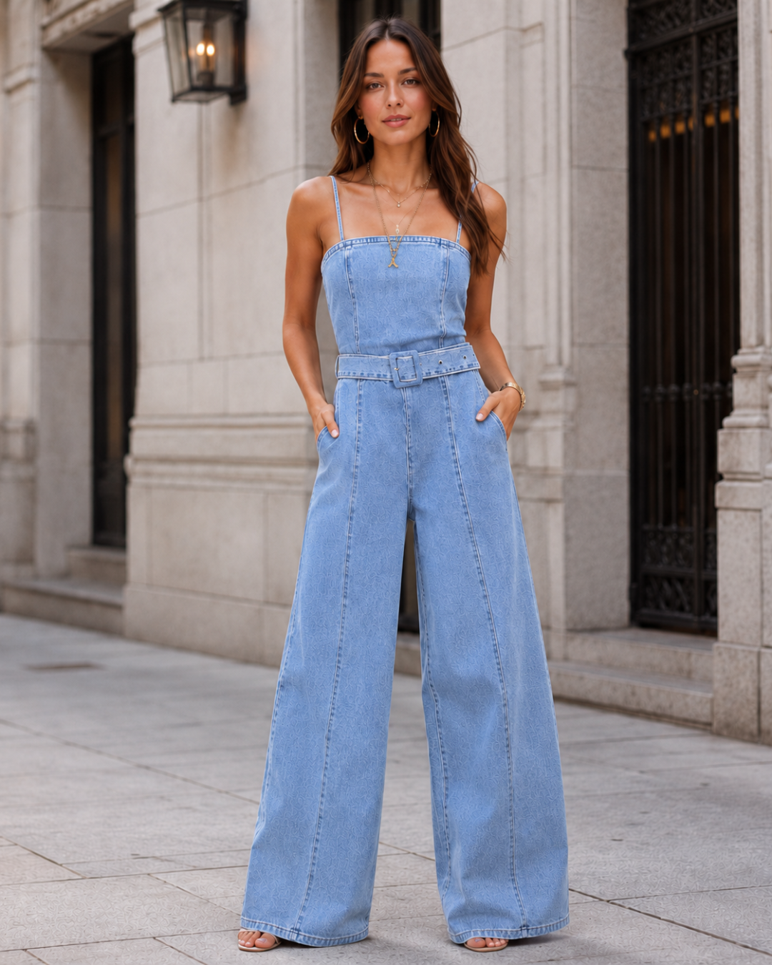 Mono vaquero strapless de pierna ancha®