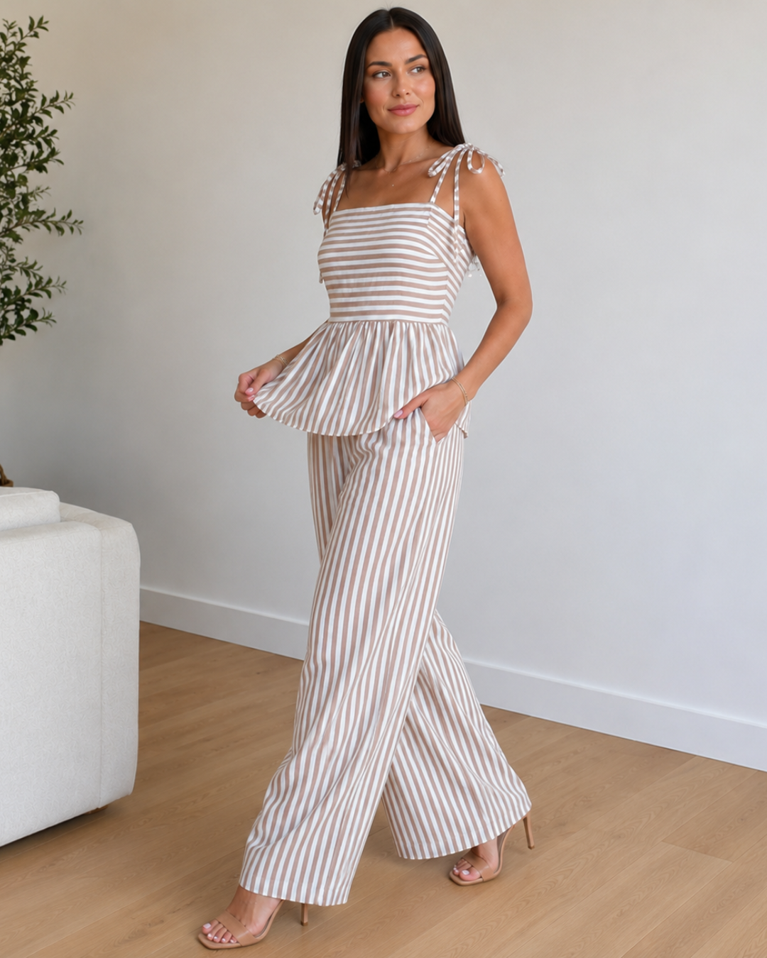 Conjunto de Top con Volante y Pantalón Palazzo