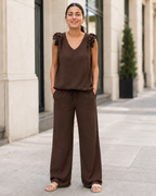 Conjunto de Top con Volantes y Pantalón Amplio®