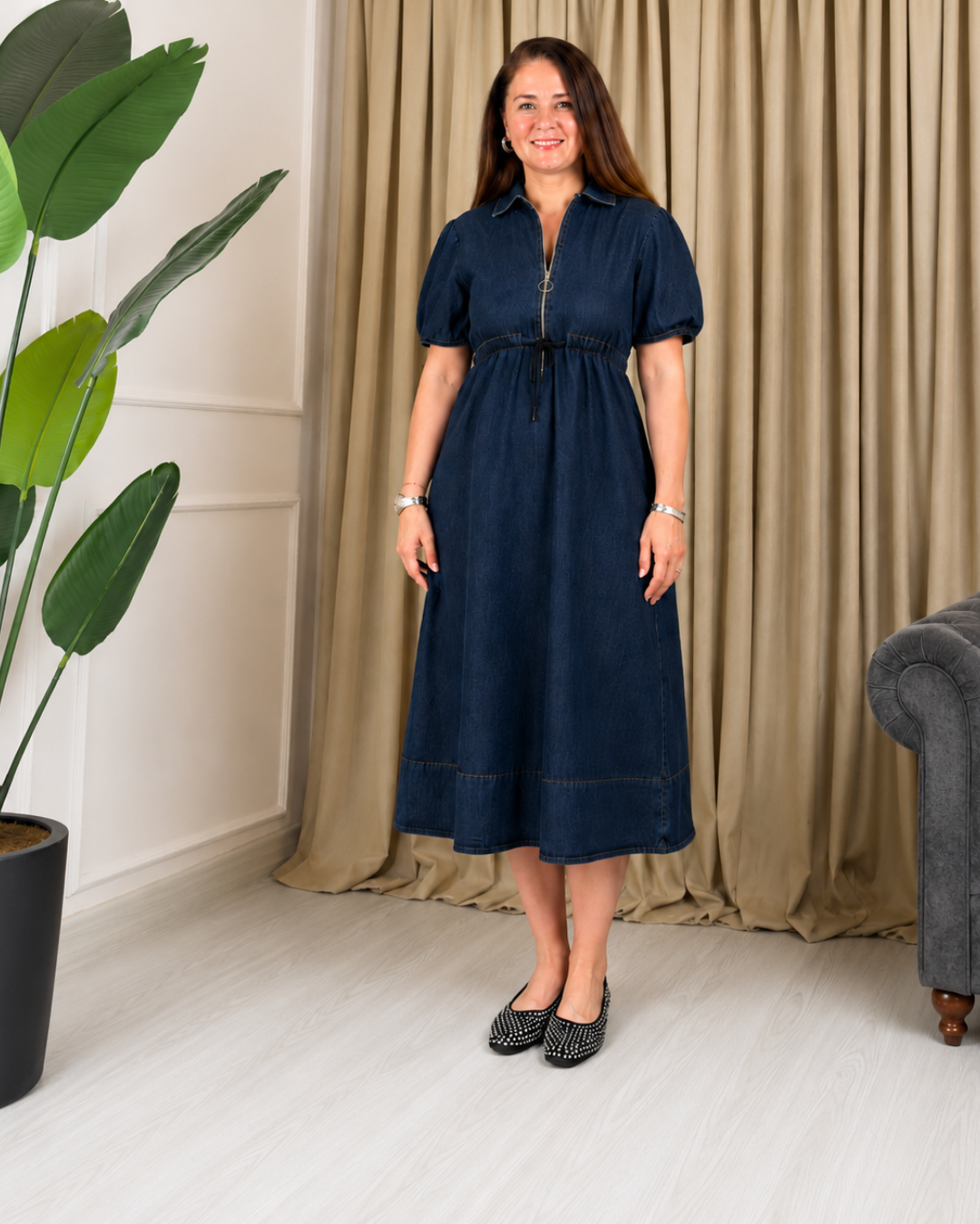 Vestido Camisero de Jean con Cintura Ajustable®