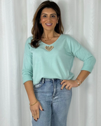 Jersey de Punto Suave con Cuello en V Para Mujer