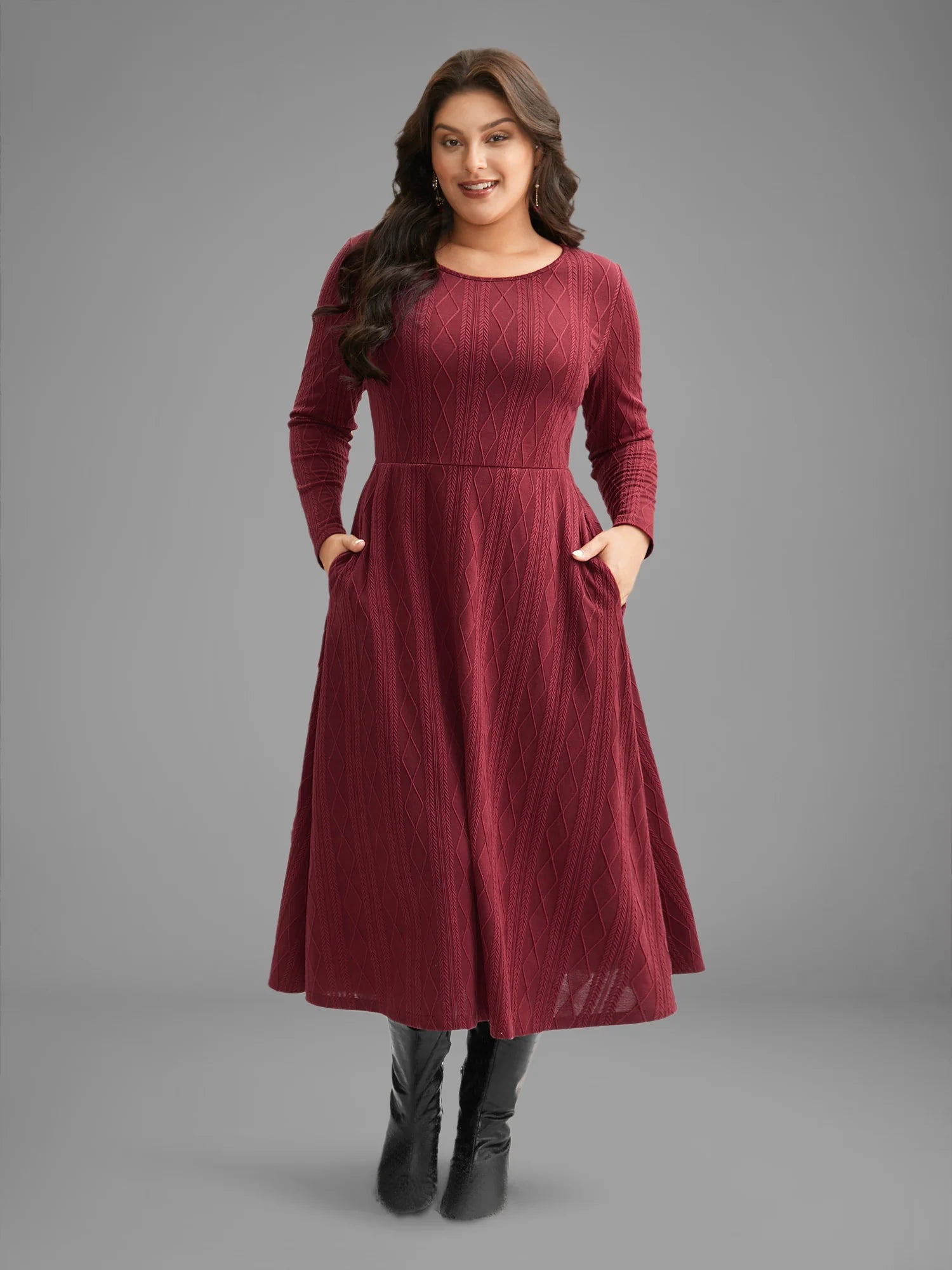 Vestido Midi Fit and Flare en Punto Texturizado®