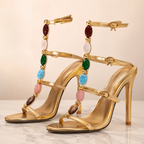 Sandalias de Tacón con Pedrería Multicolor®