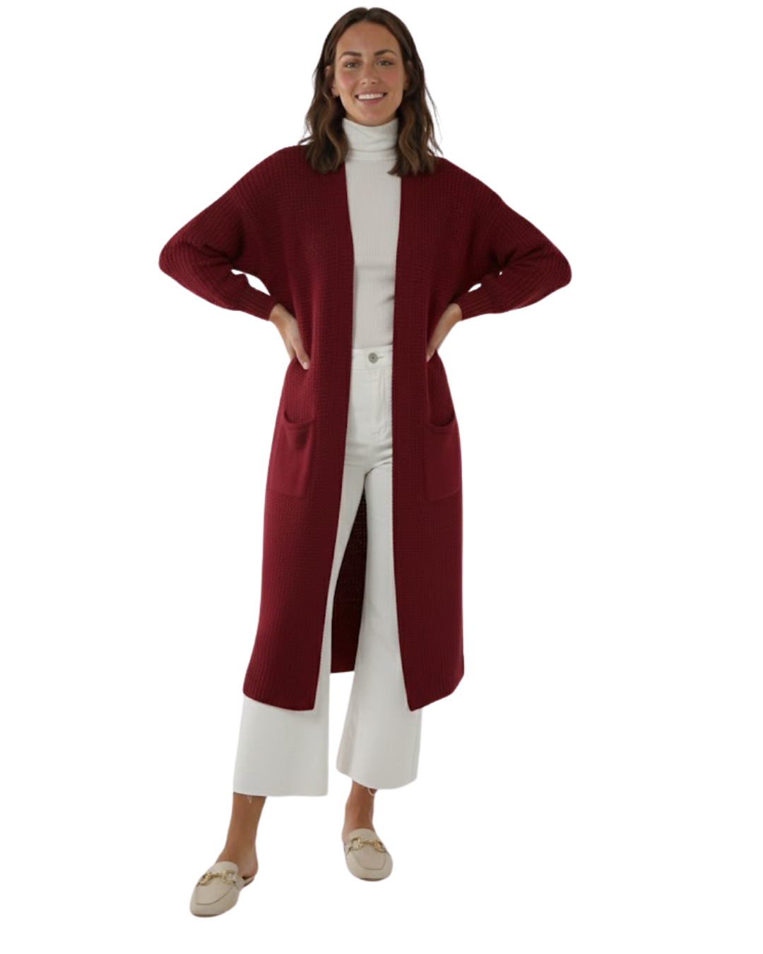 Cárdigan Largo de Punto Para Mujer