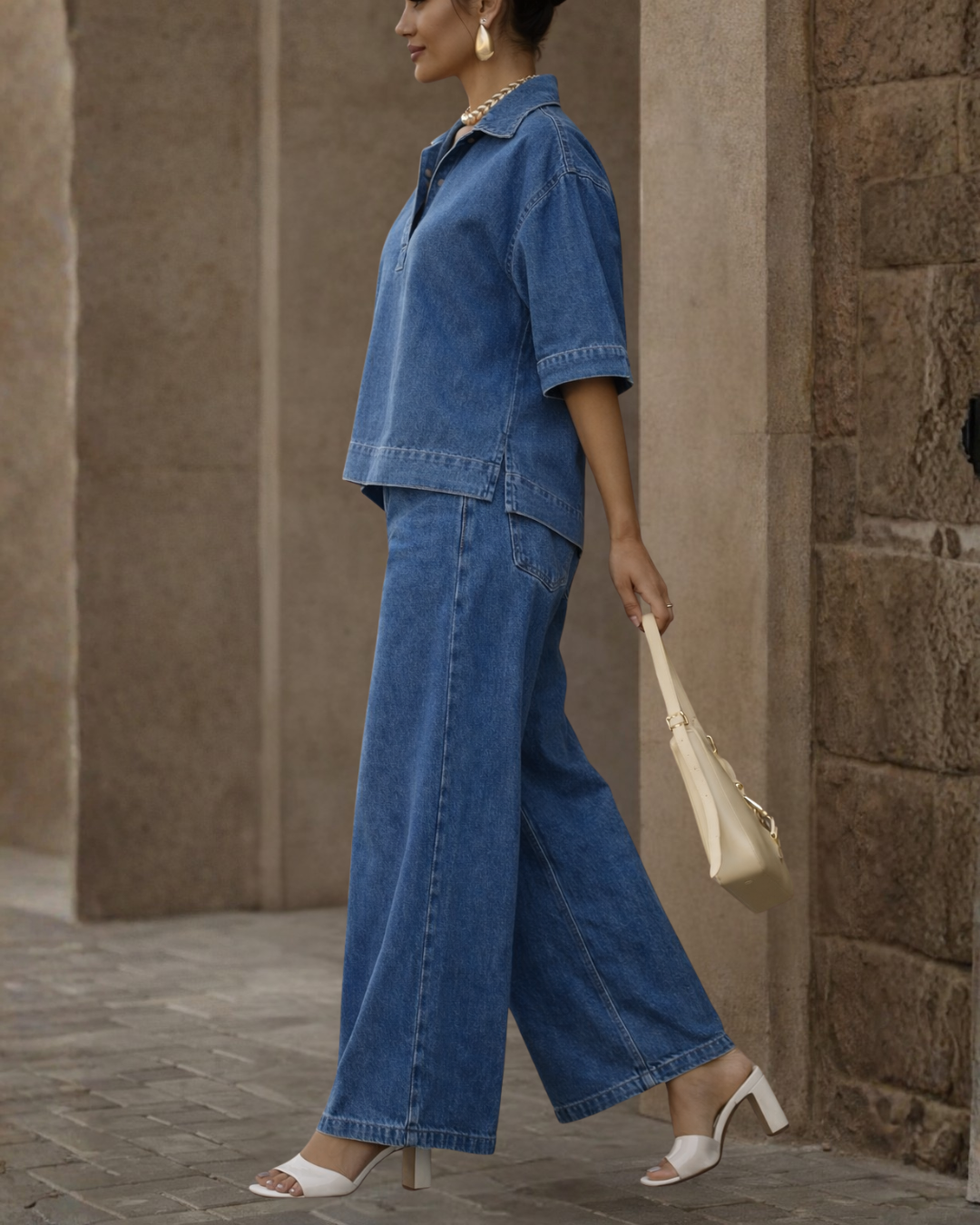 Conjunto Oversize de Denim Estilo Urbano