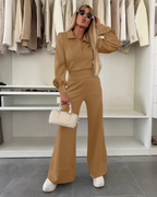 Conjunto de Dos Piezas con Blusa y Pantalón de Corte Amplio
