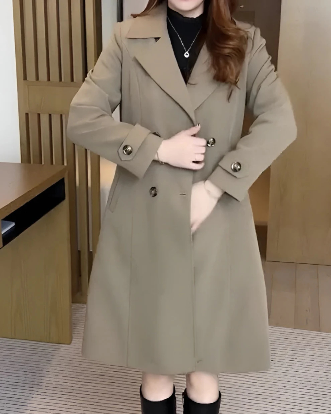 Gabardina con botones dobles para mujer