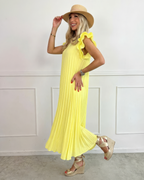 Vestido Plisado con Volantes