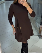Elegante Vestido de Manga Larga con Paneles Plisados®