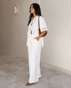 Conjunto de camisa y pantalones de lino calado®