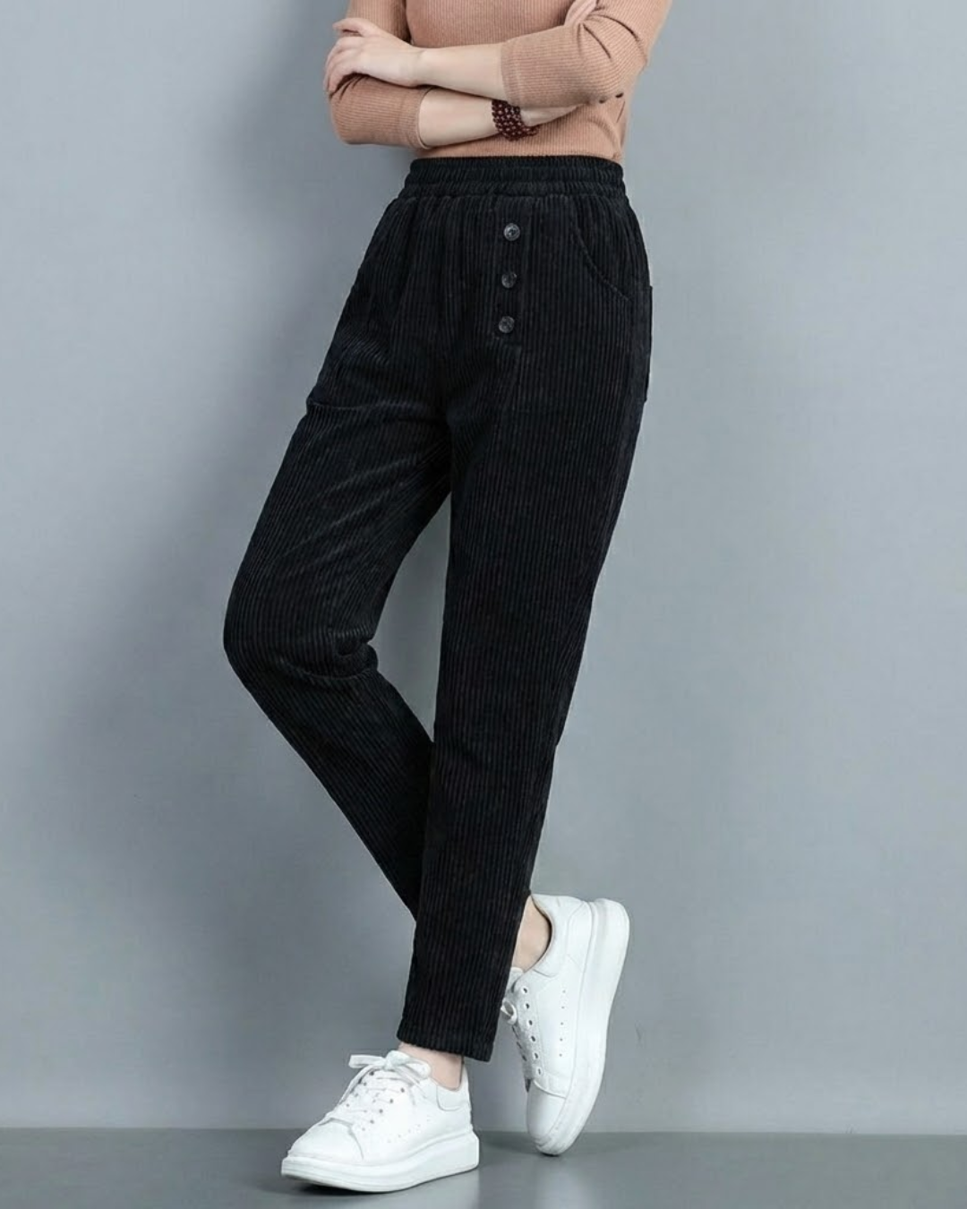 Pantalones de Terciopelo con Botones Decorativos para mujer®