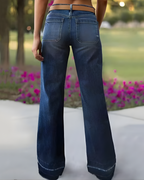 Jeans Acampanados Retro con Bolsillos para Mujer