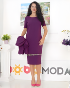 Conjunto Elegante de Vestido y Saco con Toques Artesanales