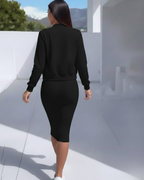 Conjunto de Dos Piezas con Chaqueta y Vestido de Cintura Alta Para Mujer
